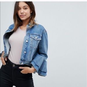 ASOS waterfall/ruffle sleeve denim jacket